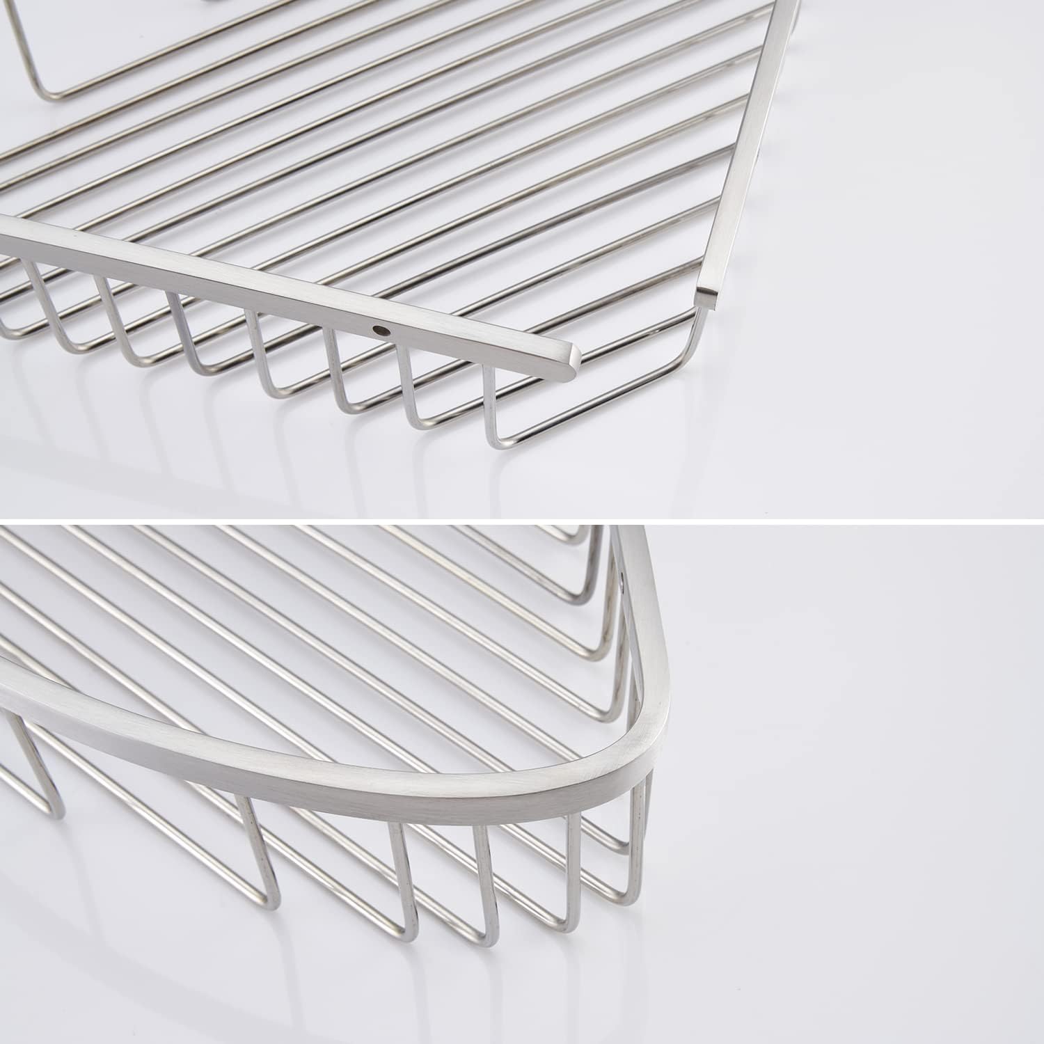 Bathroom Shower Caddy Corner Shelf, Corner-Hollow Design, Ultra Sturdy Rust-Proof Stainless Steel Shelf Organizer Shampoo Holder, Wall Mounted Storage Rack for Bathroom, Brushed Nickel