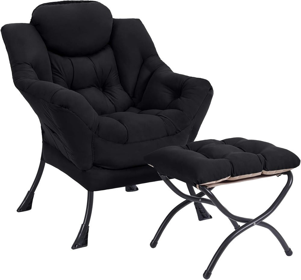 Modern Lazy Chair with Ottoman Lounge Accent Reading Chair for Living Room