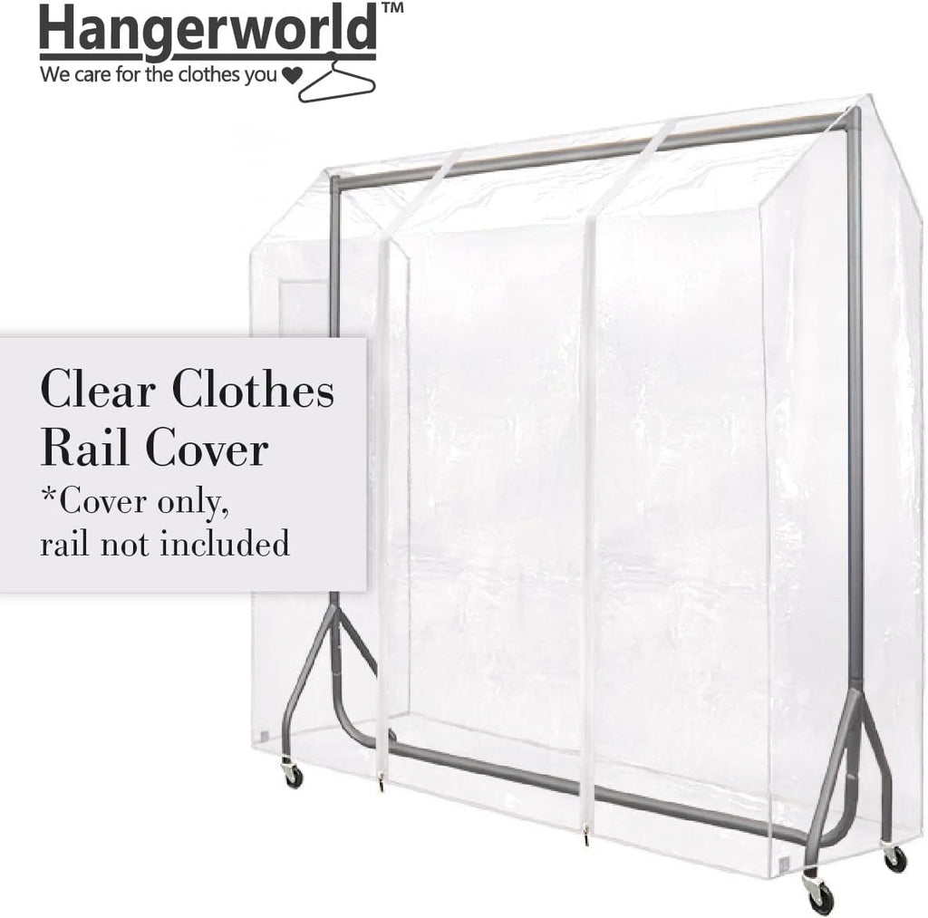HANGERWORLD 5ft Clothes Garment Rack Cover for Open Closet Clear Showerproof COVER ONLY (60"x24"x65")