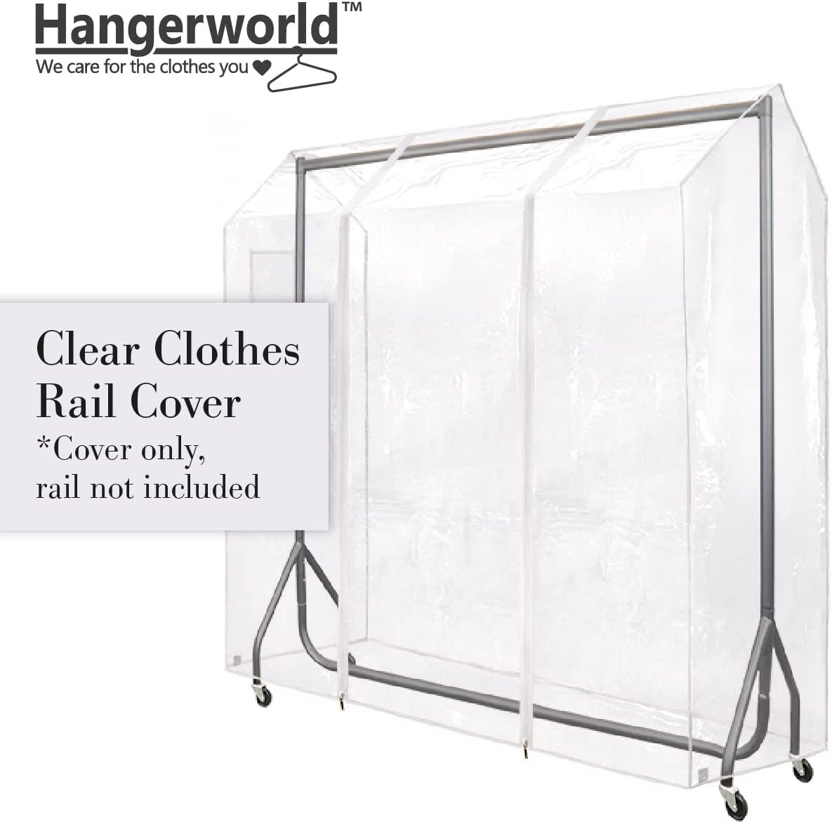 HANGERWORLD 5ft Clothes Garment Rack Cover for Open Closet Clear Showerproof COVER ONLY (60"x24"x65")