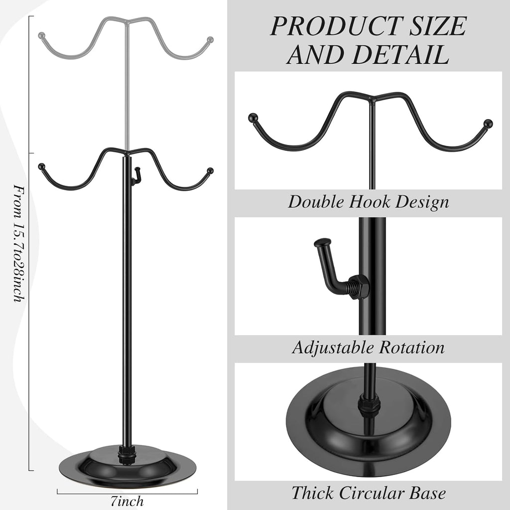 Weysat 10 Pcs Purse Holder Adjustable Handbag Display Stand Double Hook Metal Bag Hanger Jewelry Display Rack for Handbags Wig Hat Closet Boutique Tabletop Store Retail Use (Black)