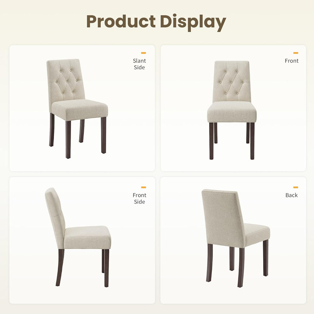 Upholstered Dining Chairs Set of 2, Modern Fabric Dining Chairs with Tufted D...