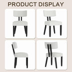 GOTMINSI Mid Century Modern Dining Chairs,Velvet Farmhouse Upholstered Kitchen Chairs, Accent Curved Backrest Dining Room Chairs with Hardwood Legs (Beige, 4PCS)