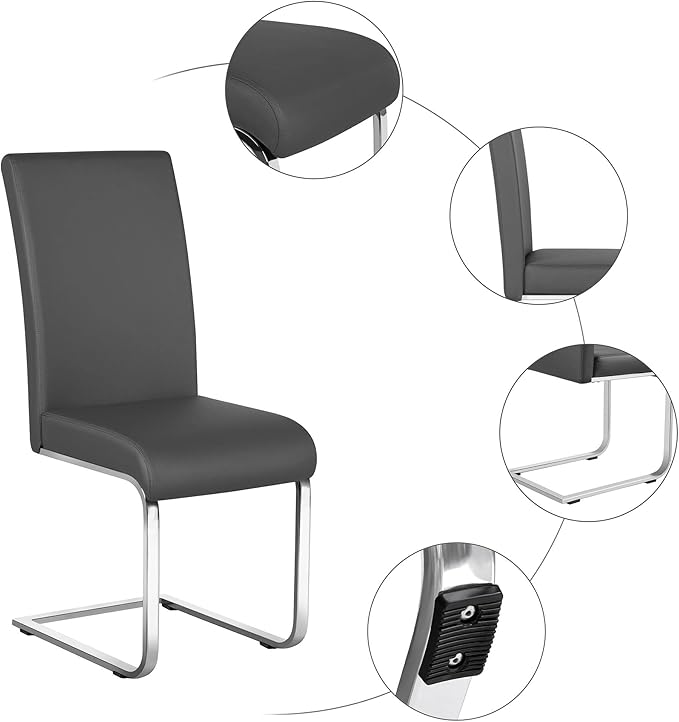 Yaheetech Dining Chairs Set of 2 Modern Faux Leather Upholstered Dining Room ...