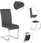 Yaheetech Dining Chairs Set of 2 Modern Faux Leather Upholstered Dining Room Chairs with High Back and Metal Chrome Legs for Kitchen/Living Room/Restaurant, Dark Gray