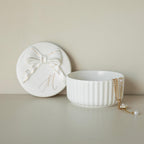 COLLECTIVE HOME Ceramic Jewelry Box with Bow, Nightstand Vanity Decor(M) | Jewelry Tray with Lid, Christmas Mother's Day Birthday Gifts for Women, Wedding, Bridal Shower, Bridesmaid Proposal Gifts