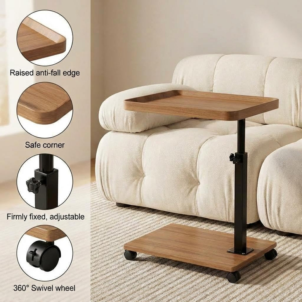 GarveeTech C-Shaped End Table with Adjustable Height, 360° Swivel TV Tray Tab...
