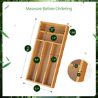 Small Silverware Organizer, Bamboo Kitchen Drawer Cutlery Organizer, Utensil Holder, Flatware Organizer Tray (6.7"x14.2"x1.6")