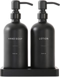Black Soap Dispenser Bathroom Set, Soap and Lotion Dispenser Set with Stainless Steel Pump, Perfect for Bathroom Decor. (Black)