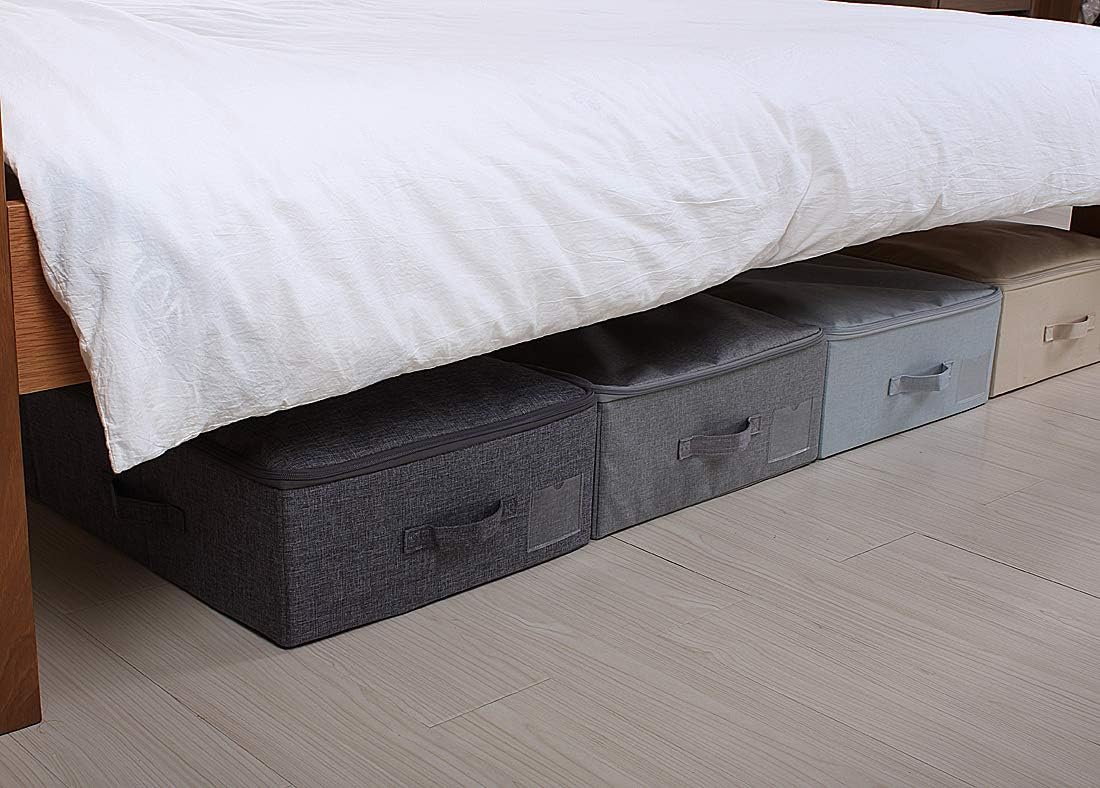 iwill CREATE PRO Under Bed Storage Bin, 100cm Large Foldable Container with Lid | 39.4"x16.9"x7" Dust-Proof Washable Organizer for Shoes, Clothing, Bedding | Durable Plastic Board, Dark Gray