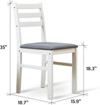 Livinia Seattle Modern Farmhouse Kitchen Dining Room Chair Set of 2, Solid Wood Fabric Upholstered Cushion Seat Wood Ladder Back Chairs (White)