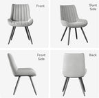 Dining Chairs Set of 6, Mid Century Modern Kitchen Chairs with Soft Cushion, Comfortable Upholstered Fabric Dining Room Chair for Kitchen, Light Grey