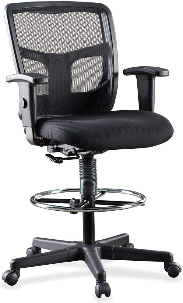 Lorell Ratchet Stool Office Chair - Ergonomic Mid-Back Design with Breathable...