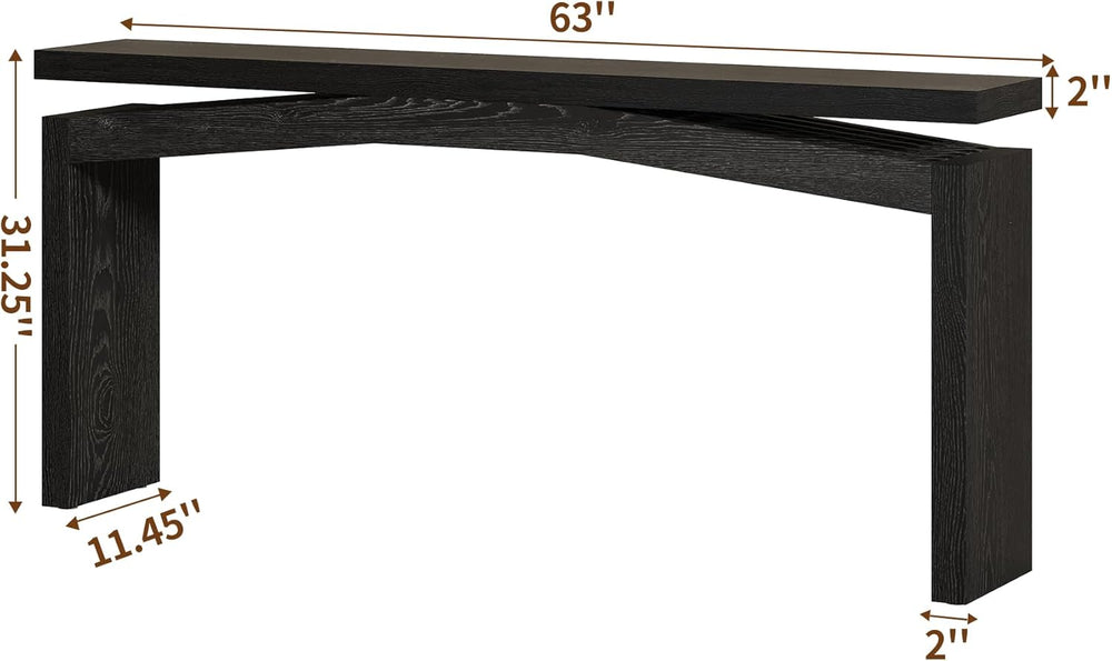 Epecoya 63-Inch Black Console Tables for Entryway Mid Century | Wooden Sofa T...