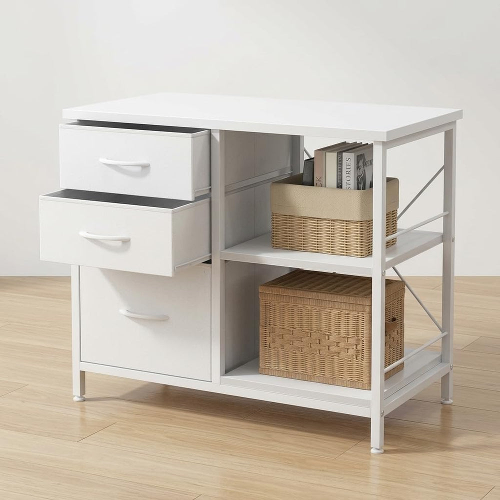 3 Drawer Mobile Filing Cabinet, Industrial White Office Storage Cabinet with ...