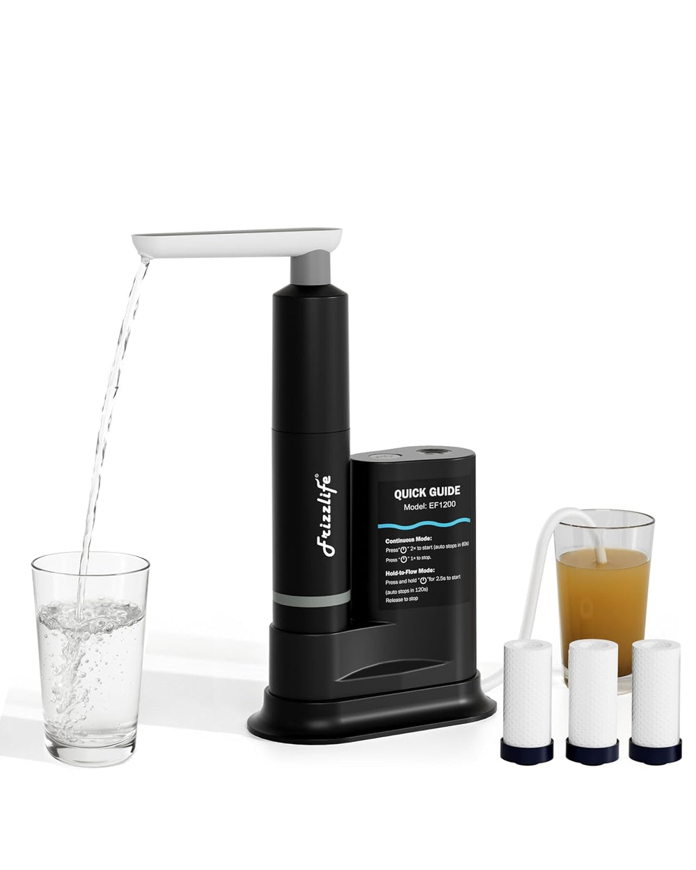 Frizzlife Electric Portable Water Filter for Camping & Emergency, Black