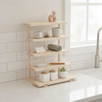 Home Office Users: 5-Tier Solid Wood Ladder Shelf for Desktop Organization, Compact Vertical Bookcase for Small Spaces