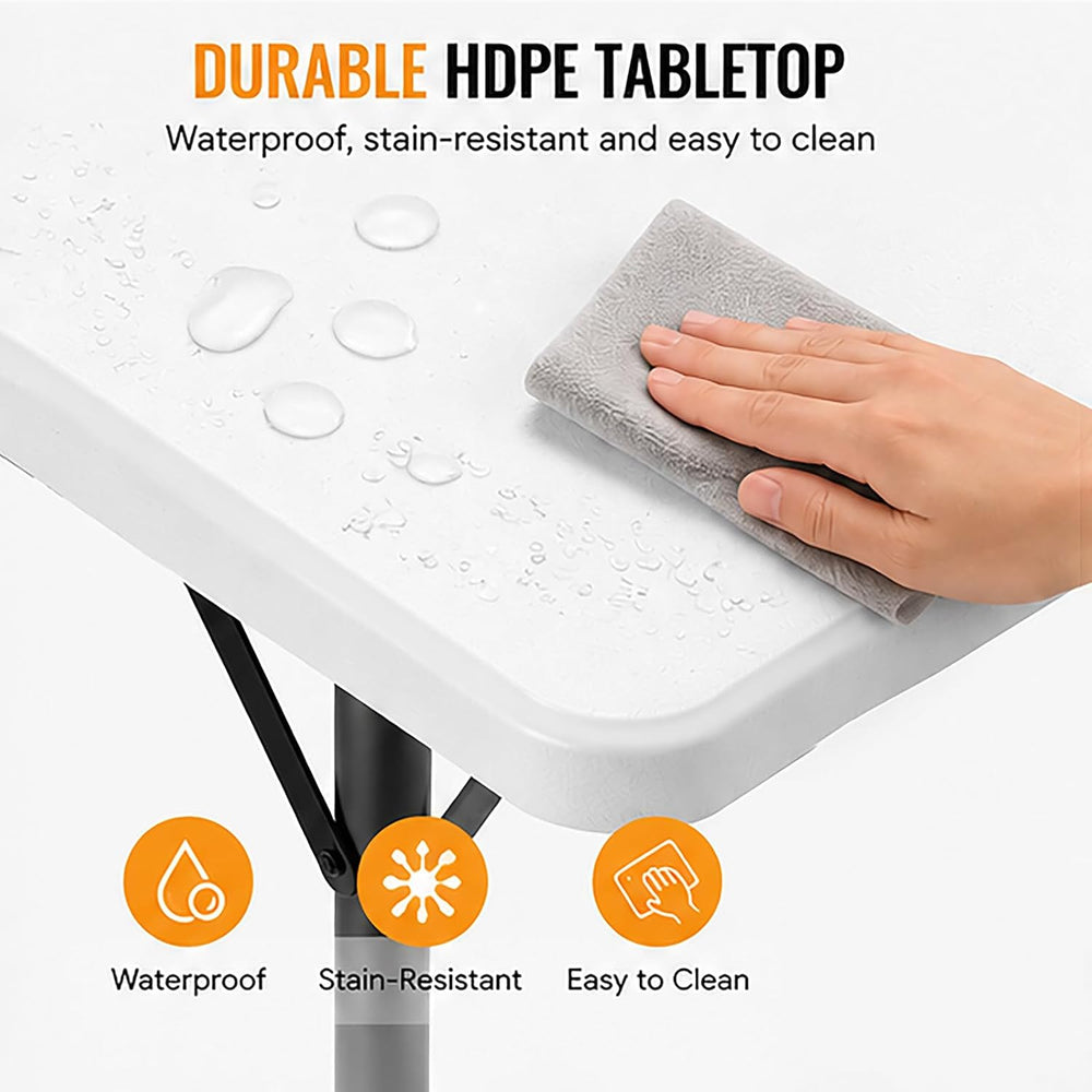 Folding Table, 36in Folding Table Portable with Built-in Handle, Plastic Tabl...