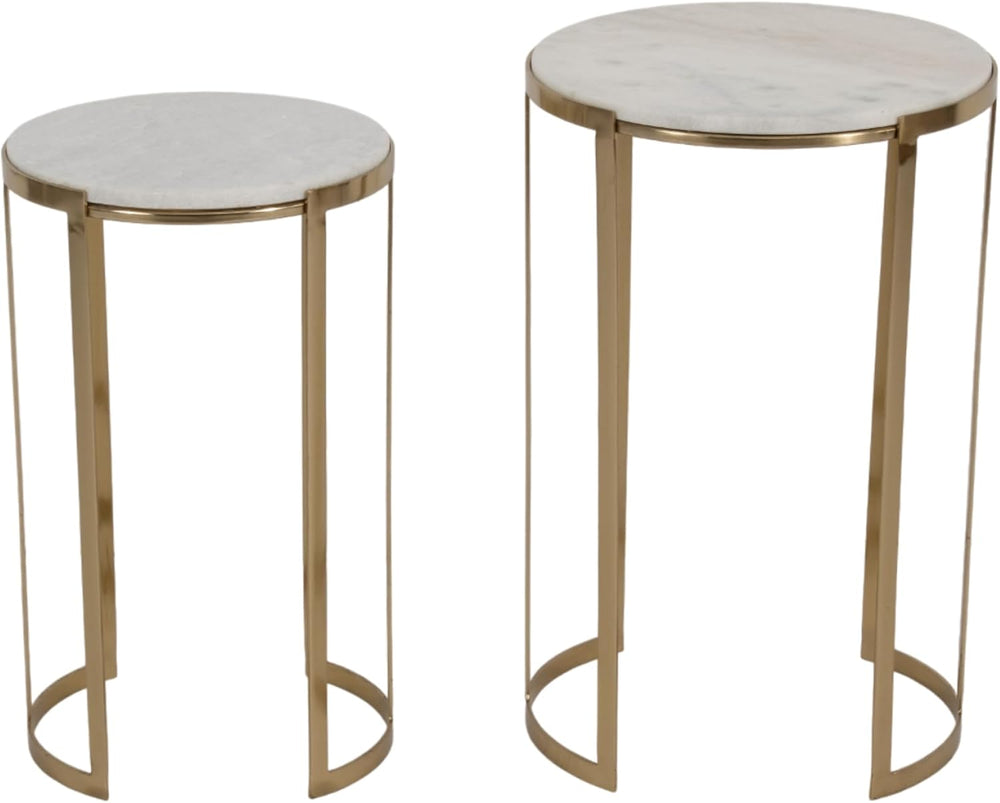 Elegant End Table, Side Table, or Night Stand for Room Decor - Round Metal Ac...