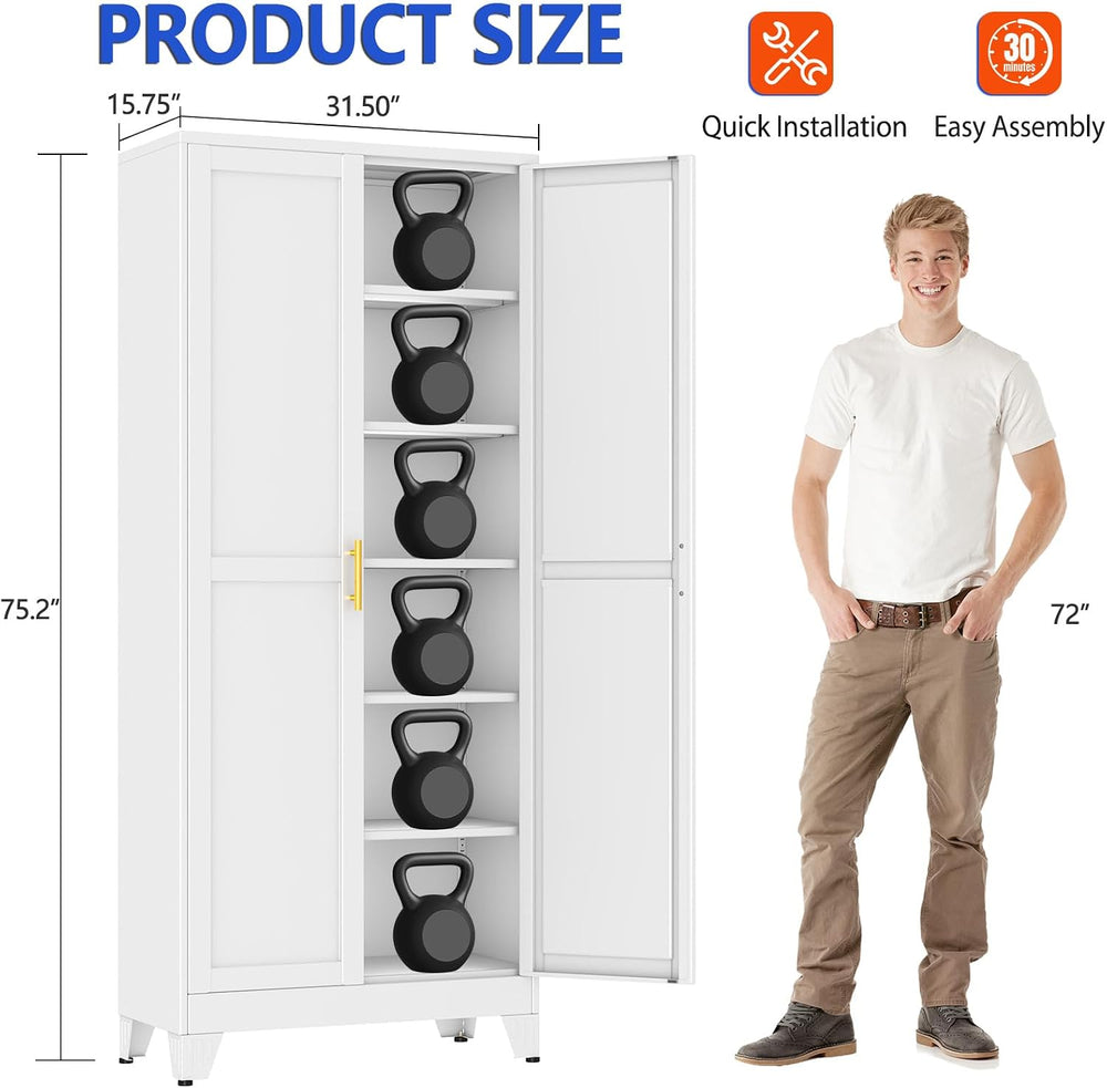 GAIOUS 75''Tall Metal Garage Storage Cabinet,File Cabinet with Door a...
