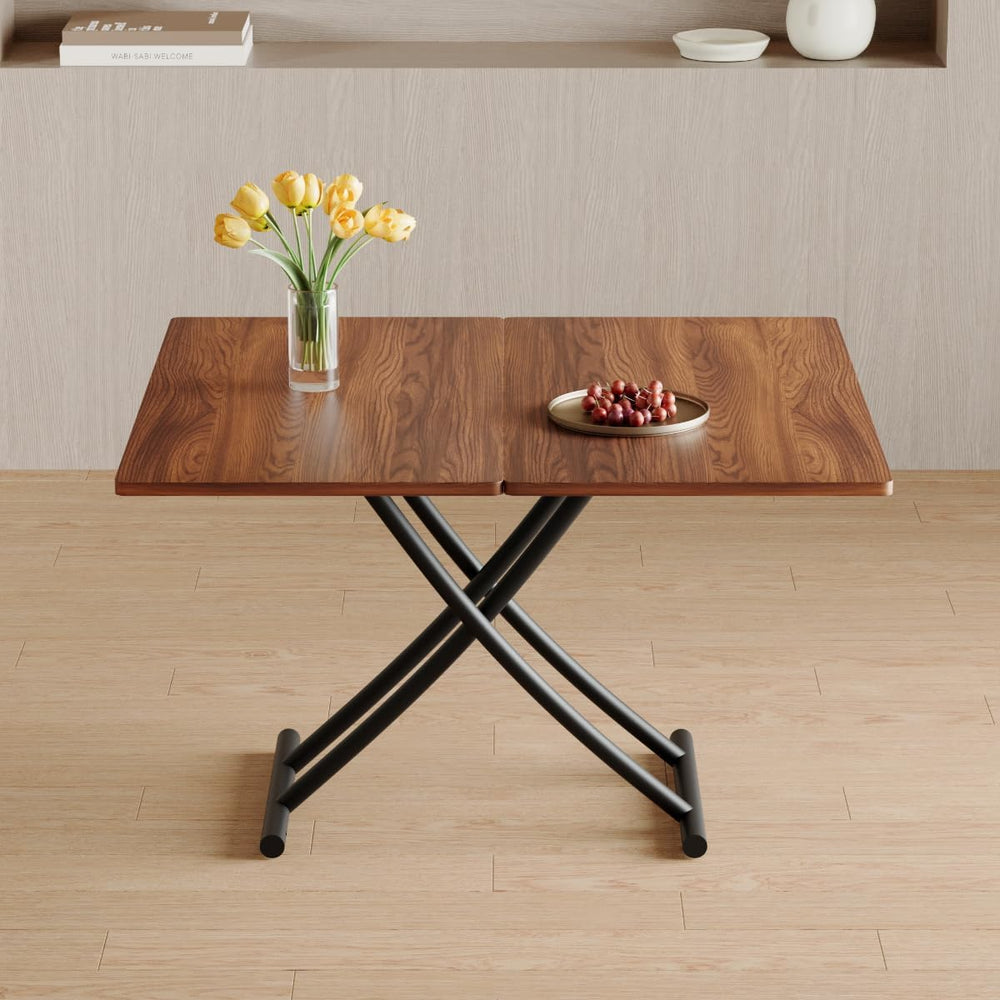 Liftable Folding Dining Table for 4, Adjustable Drop Leaf Table, Multi Functi...