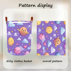 Laundry Baskets 15.7x19.7 Inch Large Cartoon Planets Clouds Design Collapsible Laundry Hamper with Handles Oxford Fabric Clothes Storage Bin Foldable Dirty Clothes Organizer for Bedroom Bathroom Dorm