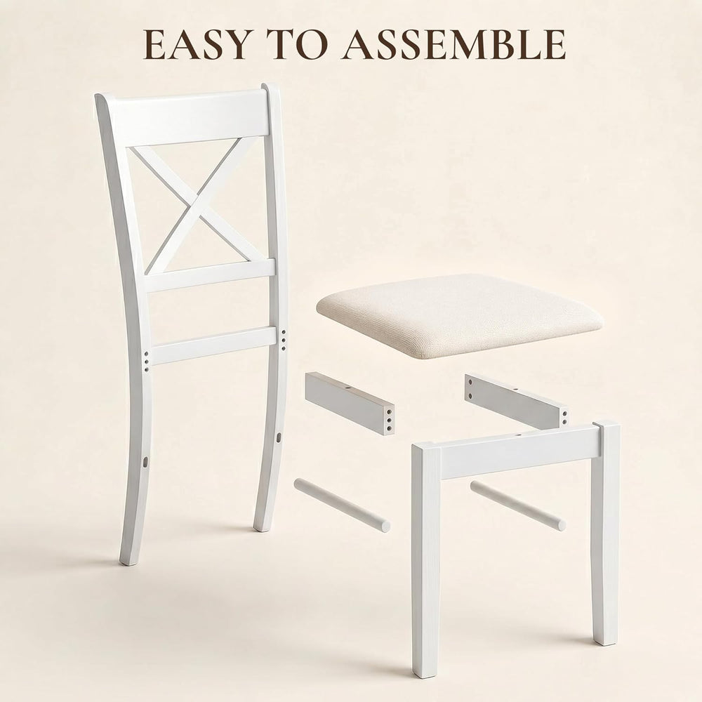 HOMCOM Dining Chairs Set of 2, Upholstered Kitchen Chairs with Rubberwood Fra...