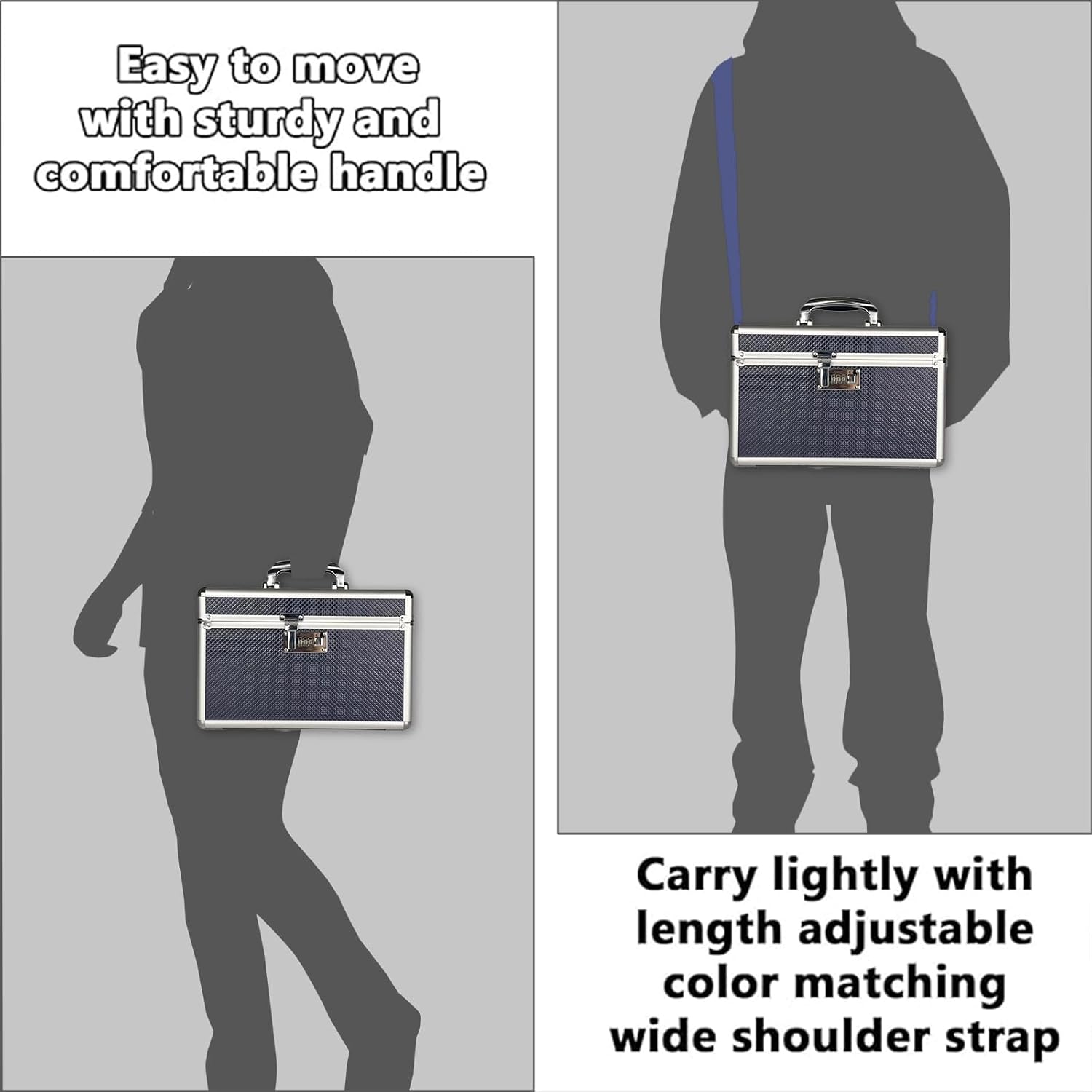 Storage Lock Box with Combination code, Lockable Medicine Storage Case, Empty First Aid Box, Security Lock Box, Multipurpose Lockbox for Home and Outdoor Use (Blue, Large)