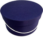 Sarah's Hat Boxes Classic Navy Hat Box – 8.75" x 4.5" (Dia. x Ht.) Handmade in USA – Odorless Non-Toxic Adhesive, Cording Handle – Premium Storage for Hats & Accessories