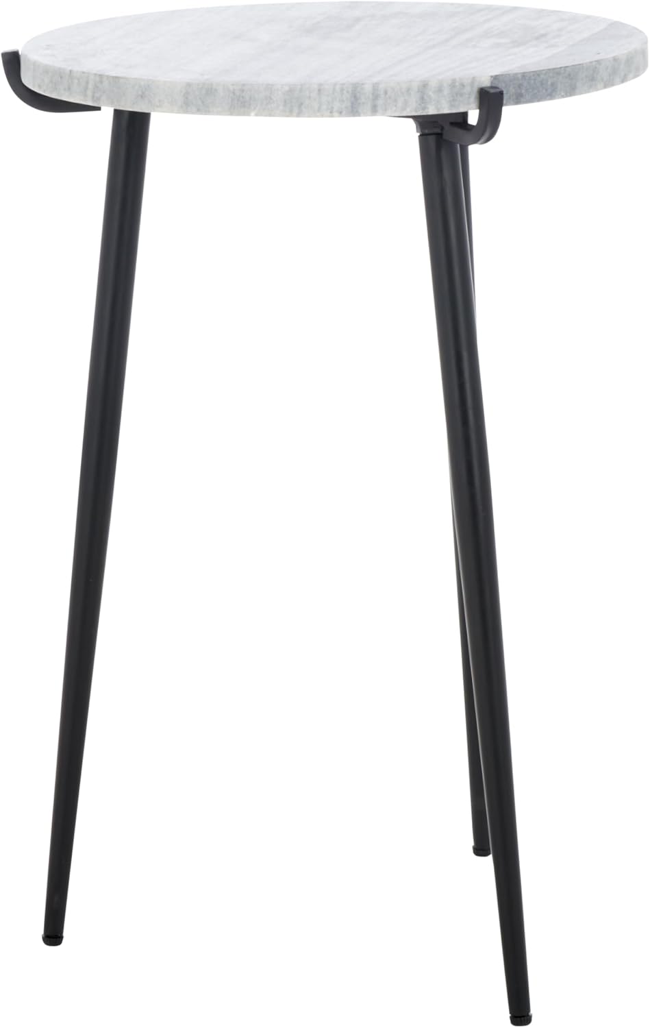 SAFAVIEH Home Collection - Hesse Side Table, Round Grey Marble Top with Black...