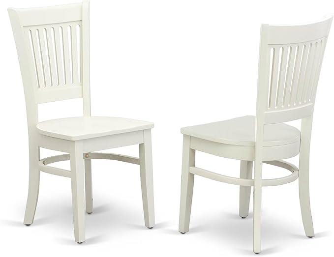 East West Furniture BOVA3-LWH-W 3 Piece Modern Dining Table Set Contains a Round Kitchen Table and 2 Kitchen Dining Chairs, 42x42 Inch, Linen White