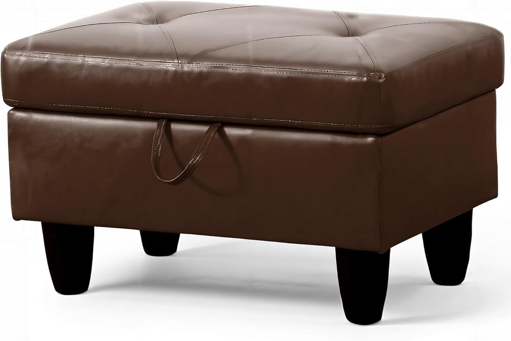 Ottoman Rectangular Storage Ottoman Bench, Faux Leather Footrest, Coffee Tabl...
