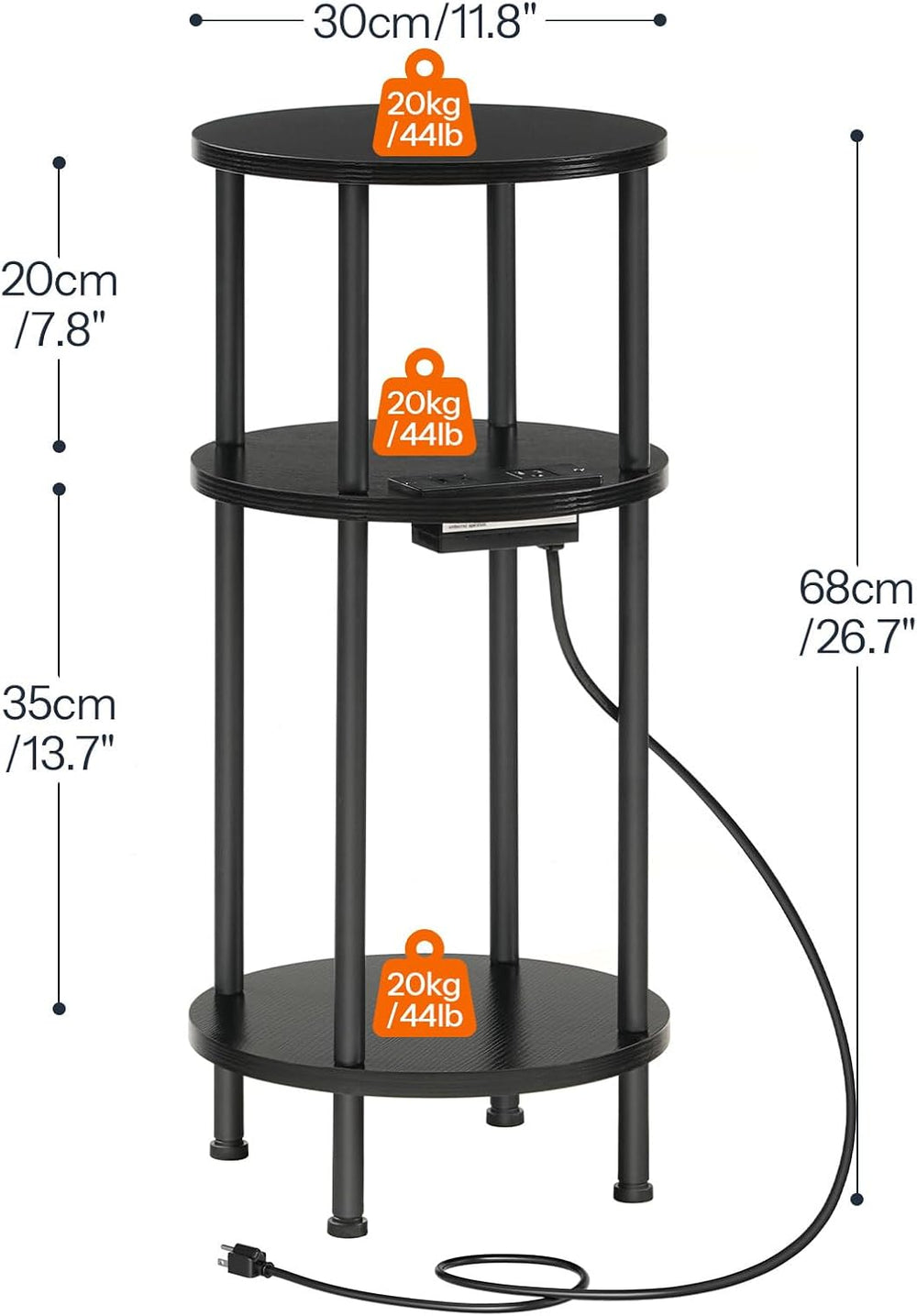 HOOBRO Side Table and Round Side Table Bundle, Round End Accent Table with St...