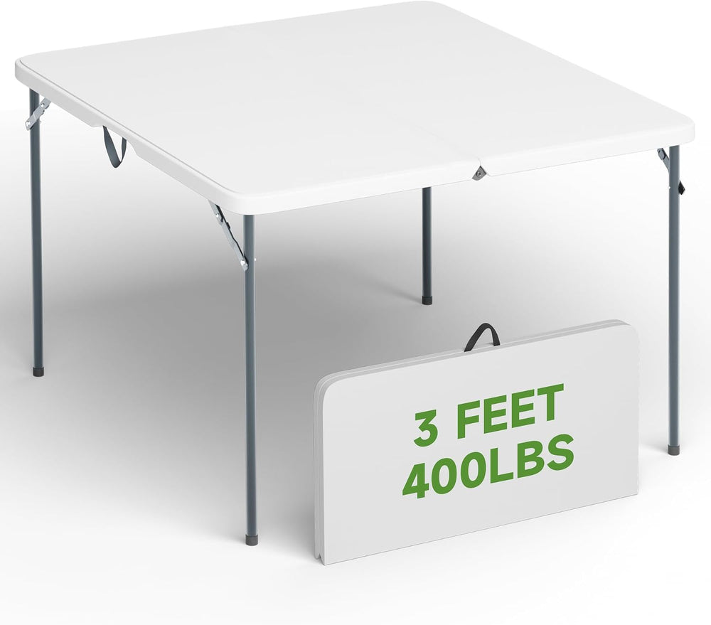 3 ft Square Folding Card Table, Portable Folding Table with Carrying Handle, ...