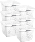 Sterilite 6-Pack 1.5 Bushel Capacity Square Laundry Basket, White – Plastic Clothes Hamper Storage with Ventilated Rectangular Holes & Large Comfort Grip Handles for Easy Carry