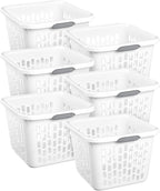 Sterilite 6-Pack 1.5 Bushel Capacity Square Laundry Basket, White – Plastic Clothes Hamper Storage with Ventilated Rectangular Holes & Large Comfort Grip Handles for Easy Carry