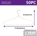 Premium Clear Invisible Acrylic Hangers,Crystal Plastic Hangers with Bling Gold Glitter 50 Pack Ultra Slim & Space Saving Suit Hangers for Coats, Pants & Dress Clothes