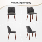 Dining Chair Set of 4, Leather Upholstered Dining Chair with Wood Legs, Wing Backrest, Wooden Kitchen Chair, Kitchen Chairs with Thick Cushions for Dining Room, Living Room, Dark Grey