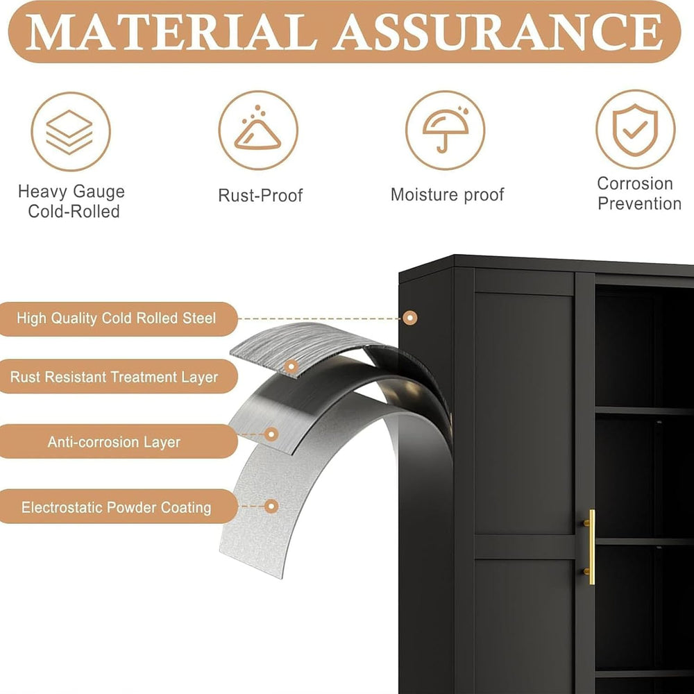 47.2" H Tall Metal Kitchen Pantry Storage Cabinet, Freestanding Storage ...
