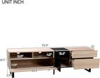 Ball & Cast 70" Modern TV Stand for TVs up to 80", Media Console with Drop-Down Door, 2 Drawers & Adjustable Shelf, Entertainment Center w/Ample Storage for Living Room, Home Theatre, Natural Wood