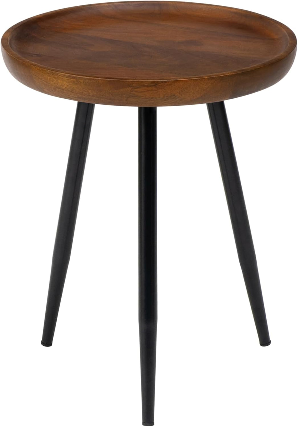 MH London Lydia Round Small End Table & Side Table Solid Wood, Walnut top...