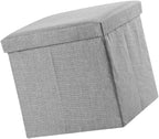 PRETYZOOM Foldable Storage Stool 11.8 Inch Square Cloth Cube with Lid Multifunctional Storage Footstool for Home Organization and Seating