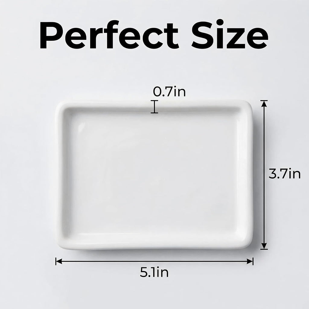 Square Minimalist Ceramic Ring Dish, White Jewelry Tray for Women, Modern Vanity Decor & Organizer, Ideal Engagement Wedding Birthday for Friend Sister