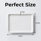 Square Minimalist Ceramic Ring Dish, White Jewelry Tray for Women, Modern Vanity Decor & Organizer, Ideal Engagement Wedding Birthday for Friend Sister