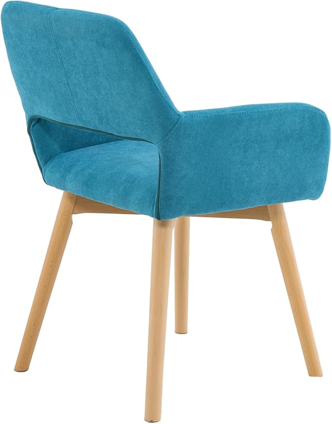 Mid Century Modern Dining Chairs Set of 4 & 2 & 6 Comfy Accent Chair Upholstered Kitchen Dining Living Room Chairs for Bedrooms Waiting Room Home Arm Desk Chair No Wheels (Teal, 4)