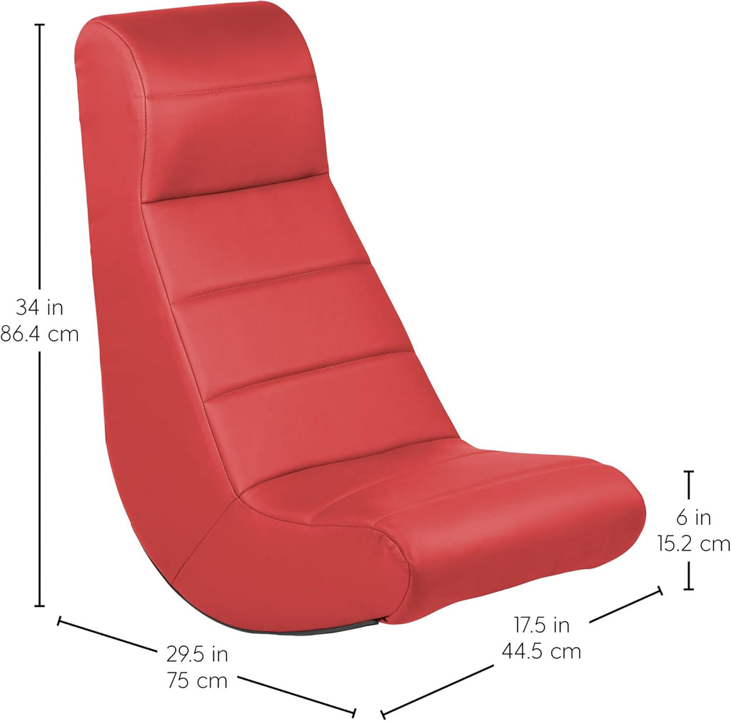 Factory Direct Partners Soft Ergonomic Horizontal Soft Floor Video Rocker - Cushioned Ground Chair Great for Reading, Gaming or Watching TV for Kids, Teens and Adults - Red, 10489-RD