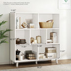 IOTXY Open Cube Low Bookcase - 3-Tier Freestanding Storage Display Cabinet Organizer with Legs for Home Office, 7-Cubes Open Shelf Short Bookshelf, White