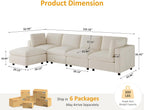 Large L Shaped Sectional Modular Sofa,Chenille Sectional Couch,Beige | Washable,Removable Cover,Modern,Comfortable