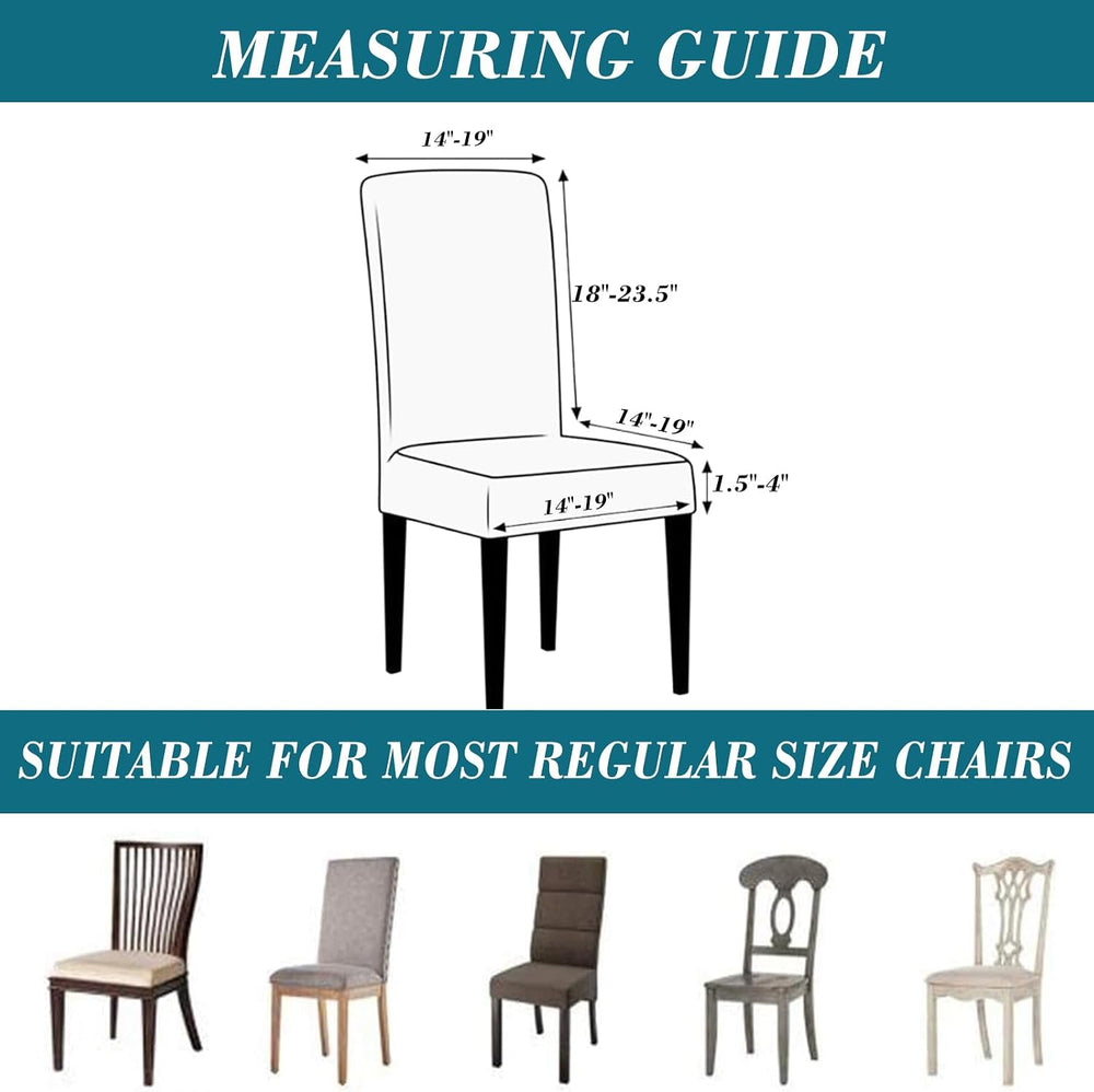 HFCNMY Stretch Waterproof PU Dining Chair Covers Set of 4 - Soft, Washable Sl...