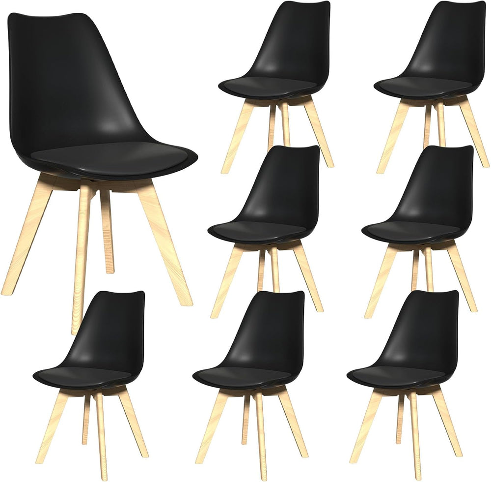 Dining Chairs Set of 8, Mid-Century Kitchen & Dining Room Chairs with Woo...